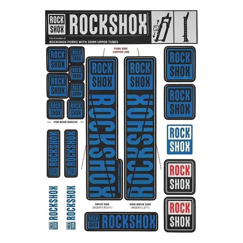 RockShox, 35mm Decal Kit - MY18, Blue, Kit