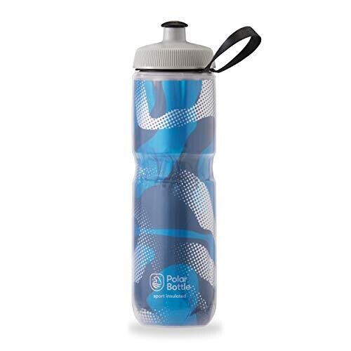 Polar Bottle Sport Insulated Water Bottle - BPA-Free, Sport & Bike Squeeze Bottle with Handle (Contender - Blue & Silver, 24 Oz)
