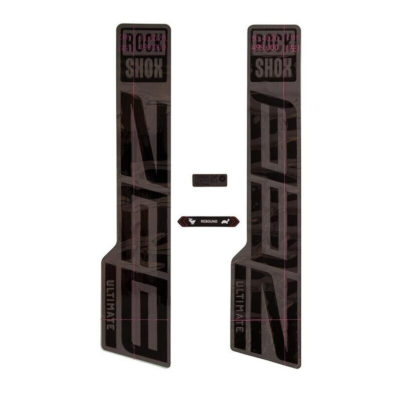 RockShox, ZEB Ultimate Decal Kit, Gloss Black for Matte Grey Lowers