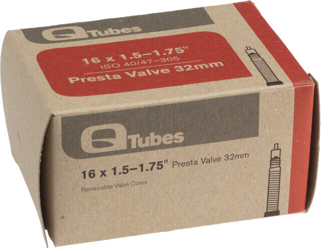 Q-Tubes / Teravail 16" x 1.5-1.75" 32mm Presta Valve Tube 88g