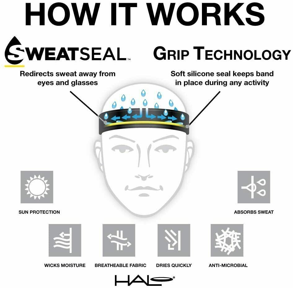 Halo Headband Halo II, Sweatband Pullover for Unisex Black