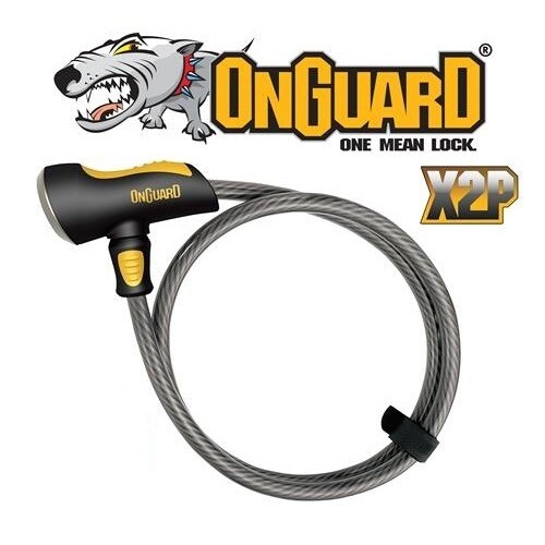 OnGuard Akita Cable Lock with Key: 6' x 12mm, Gray/Black/Yellow