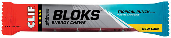 CLIF BLOKS - Energy Chews - Tropical Punch with 25 mg Caffeine- Non-GMO - Plant Based Food - Fast Fuel for Cycling and Running -Workout Snack 2.1 Ounce Packet