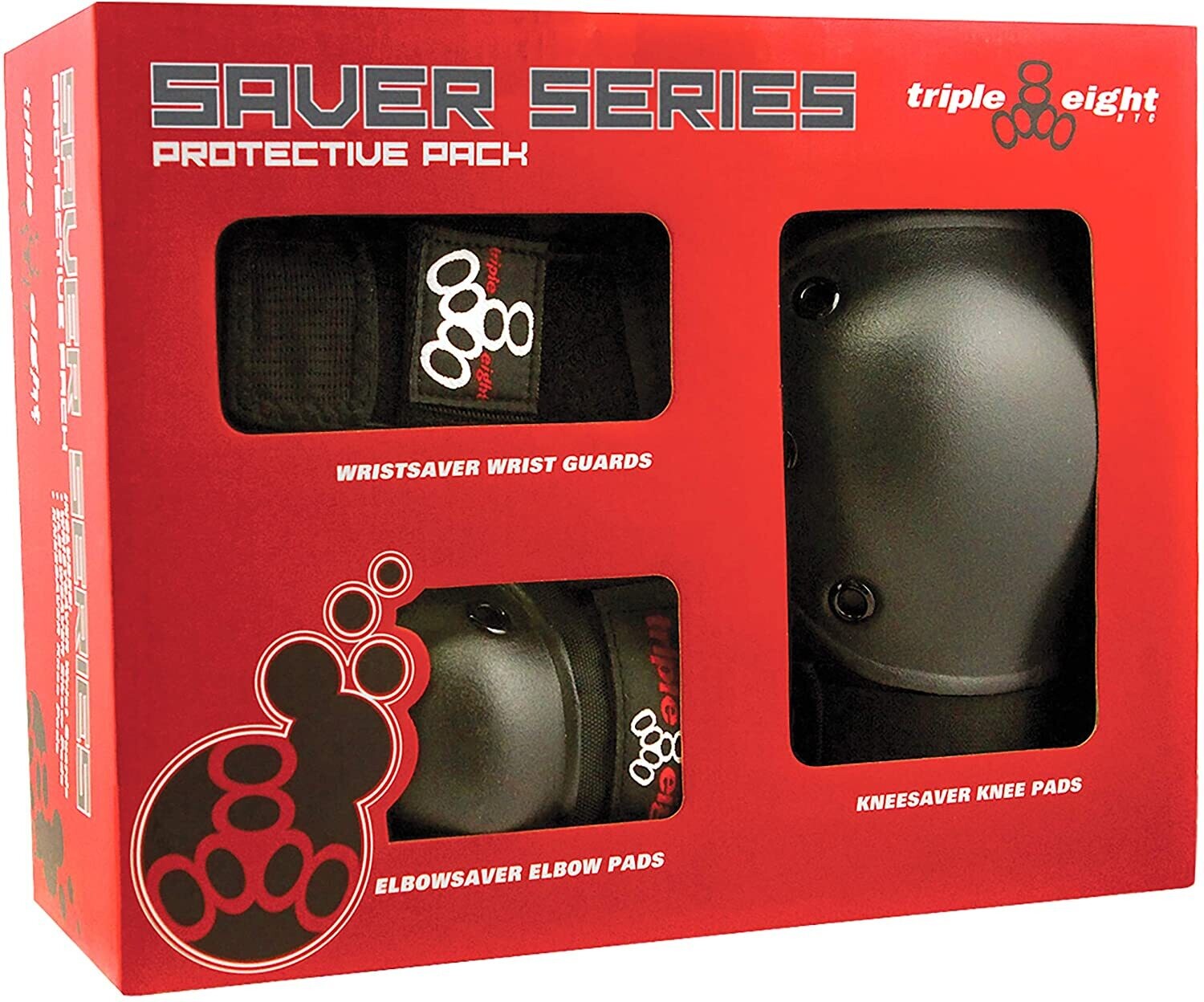 Triple Eight Saver Series Adult/Child Pad Set with Kneesavers, Elbowsavers, and Wrist Savers, for Skate, Bike, and Roller