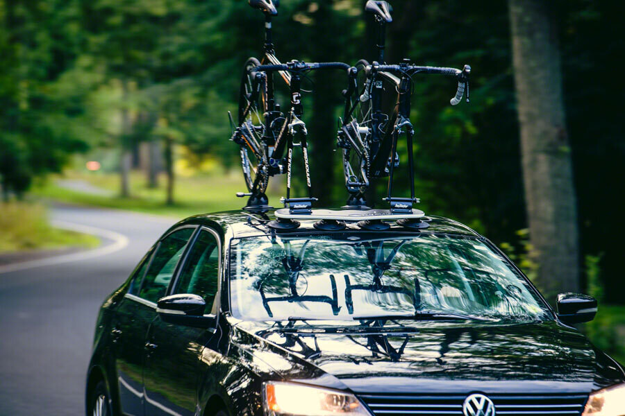 SeaSucker Mini Bomber 2-Bike Roof Rack - HUSKE QR Fork Mounts and Rear Wheel Holders, Black