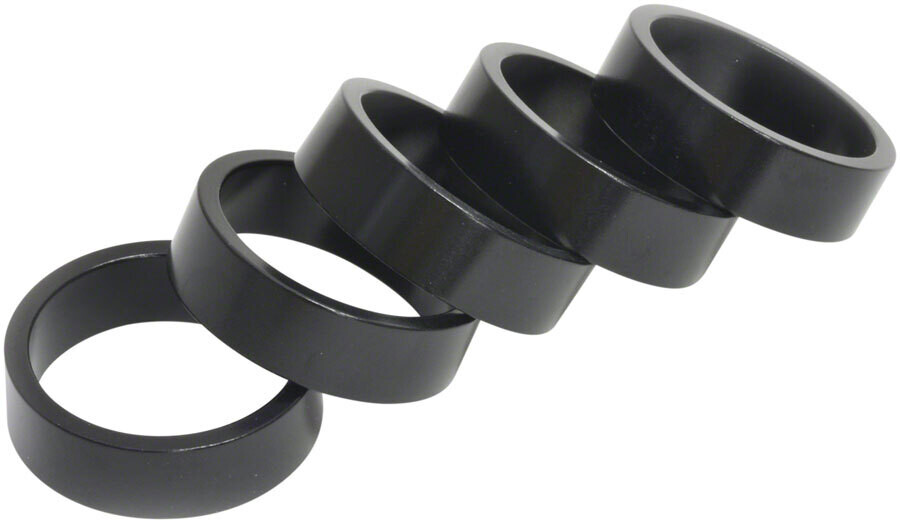 Wheels Manufacturing Aluminum Headset Spacer - 1-1/8", 10mm, Black, 5-pack