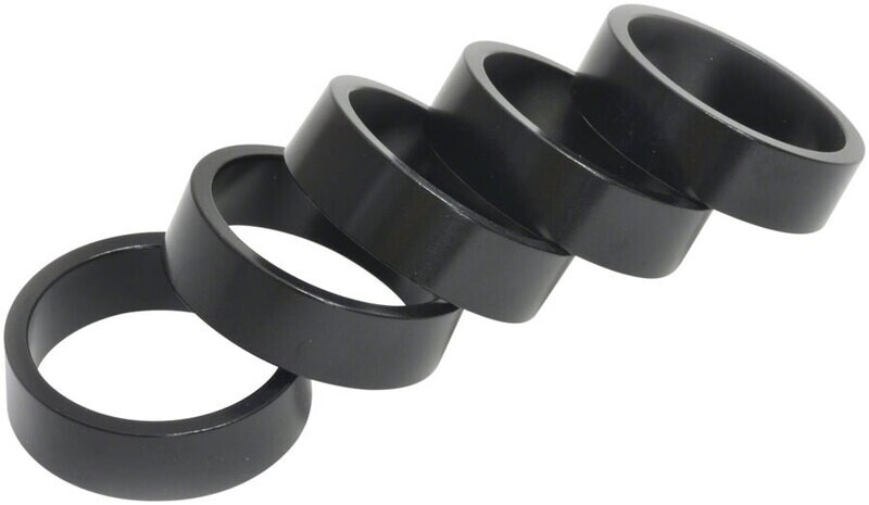 Wheels Manufacturing Aluminum Headset Spacer - 1-1/8&quot;, 10mm, Black, 5-pack