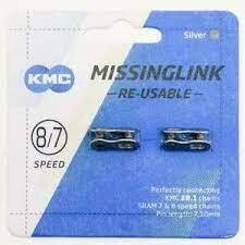 KMC MissingLink CL571R 7.1mm Connector - 7,8-Speed, Reusable, Silver, 2 Pairs/Card