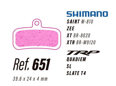 LESS 651 POWERFUL BRAKE PAD FOR SHIMANO 4 PISTON- SAINT/ZEE/XTR/XT, TRP QUADIEM/SL/SLATE