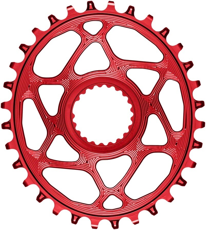 absoluteBLACK Oval Direct Mount Chainring - 32t, Shimano Direct Mount, 3mm Offset, Requires Hyperglide+ Chain, Red 