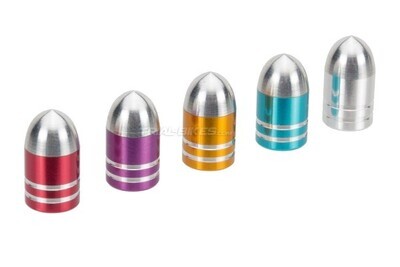 Omega Bullet Schrader Valve Caps Short-Silver