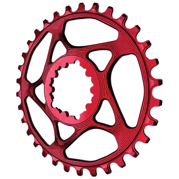 absoluteBLACK Round Narrow-Wide Direct Mount Chainring - 34t, SRAM 3-Bolt Direct Mount, 3mm Offset, Red