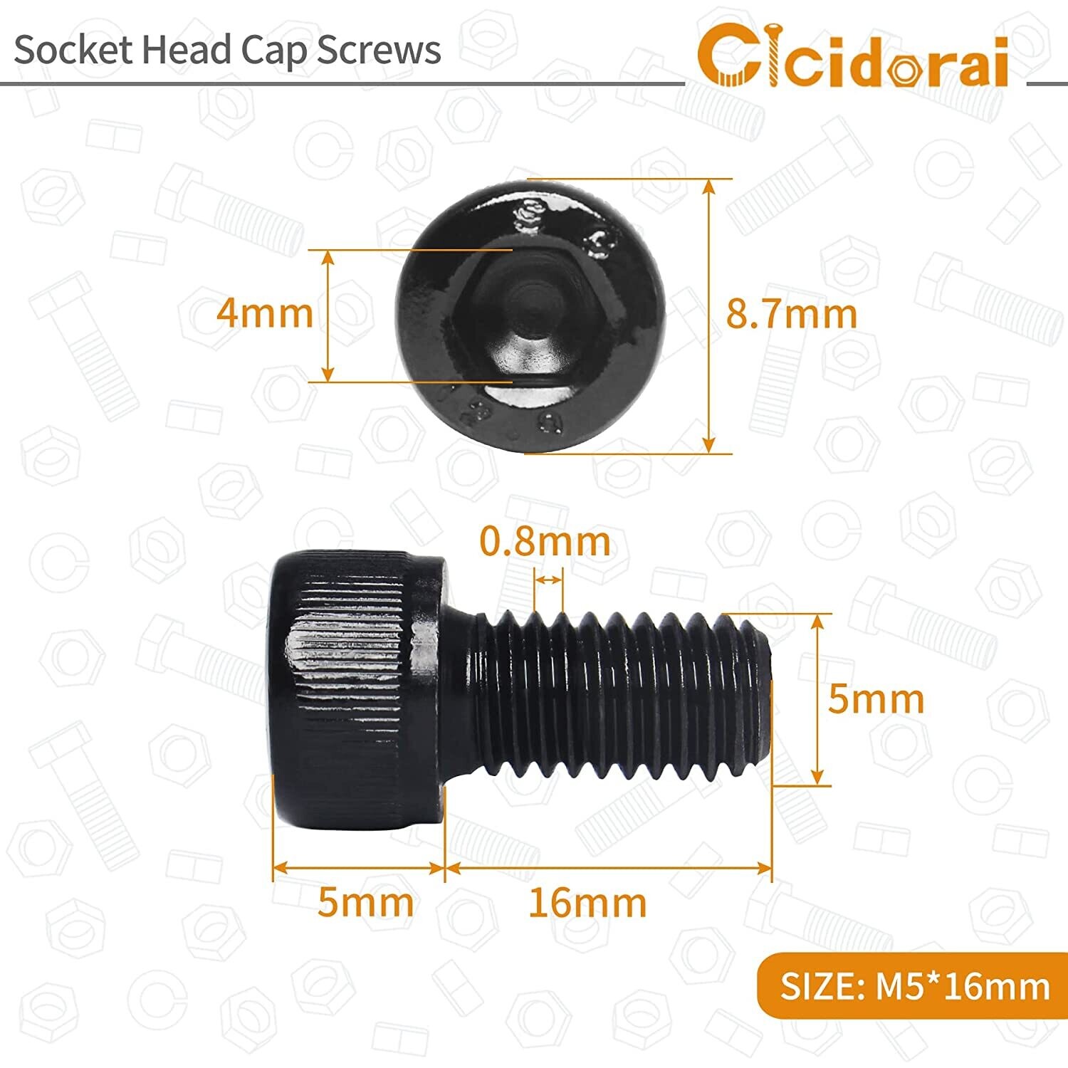 Omega M5 x 16.0mm Socket Cap Head Bolt: Bag/4