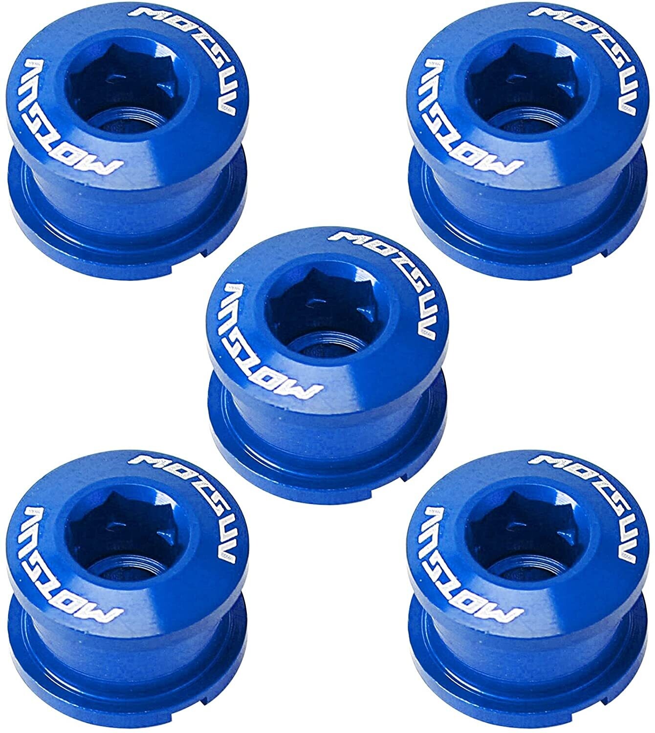 Omega 5Packs M8 Single Chainring Bolts in Aluminum Blue