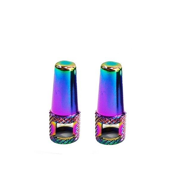 Omega Valve Caps Stainless Steel Rainbow Hole -2pcs