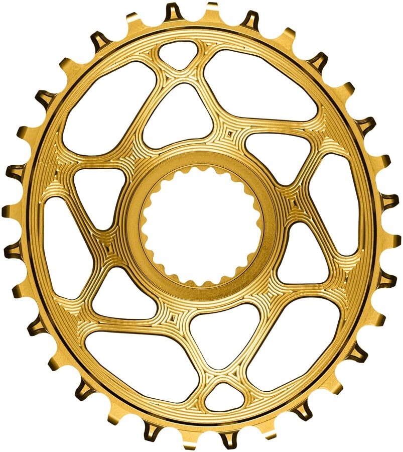 absoluteBLACK Oval Direct Mount Chainring - 34t, Shimano Direct Mount, 3mm Offset, Requires Hyperglide+ Chain, Gold