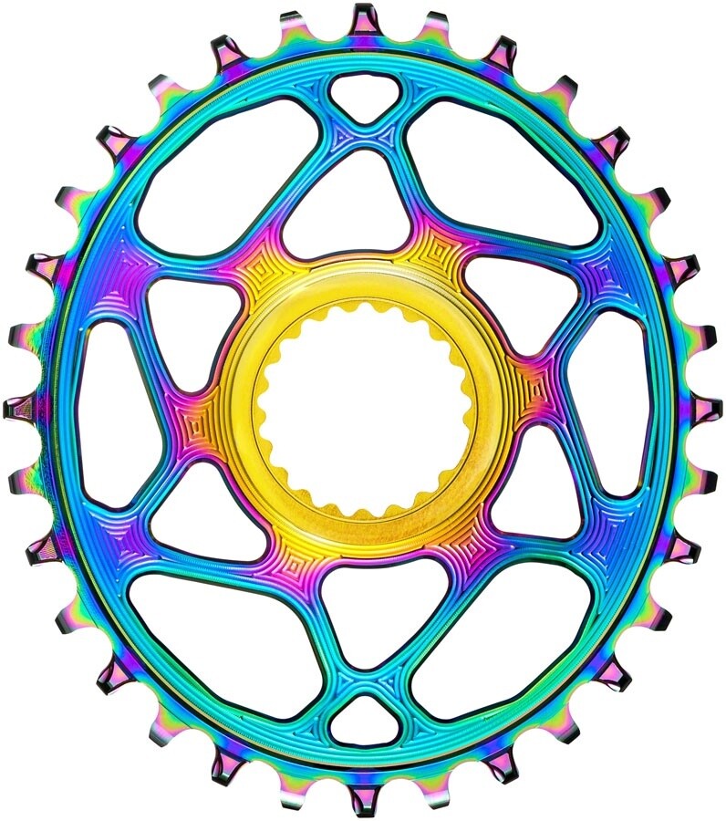 absoluteBLACK Oval Direct Mount Chainring - 36t, Shimano Direct Mount, 3mm Offset, Requires Hyperglide+ Chain, PVD Rainbow