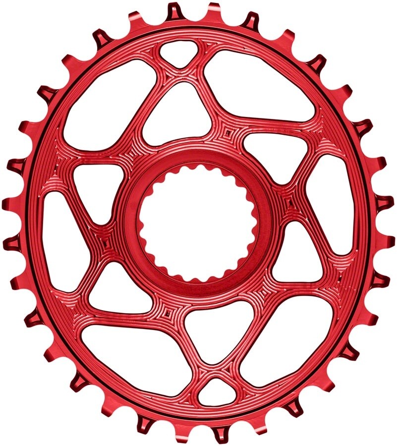absoluteBLACK Oval Direct Mount Chainring - 34t, Shimano Direct Mount, 3mm Offset, Requires Hyperglide+ Chain, Red