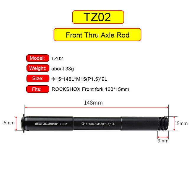 GUB TZ02 MTB Bike Thru Axle Rod Front Rear