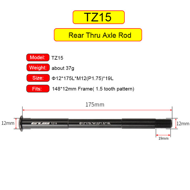 GUB TZ15 MTB Bike Thru Axle Rod Front Rear