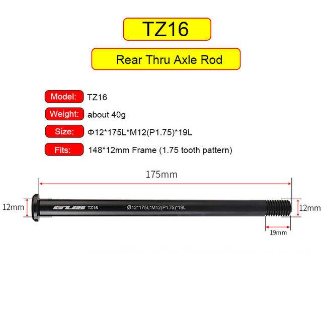GUB TZ16 MTB Bike Thru Axle Rod Front Rear
