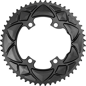 absoluteBLACK Premium Round 110 BCD Road Outer Chainring for Shimano Dura-Ace 9100 - 50t, 110 Shimano Asymmetric BCD, 4-Bolt, Black