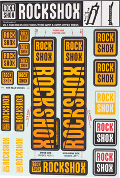 RockShox Fork Decal Kit - 30/32mm/RS1, Orange