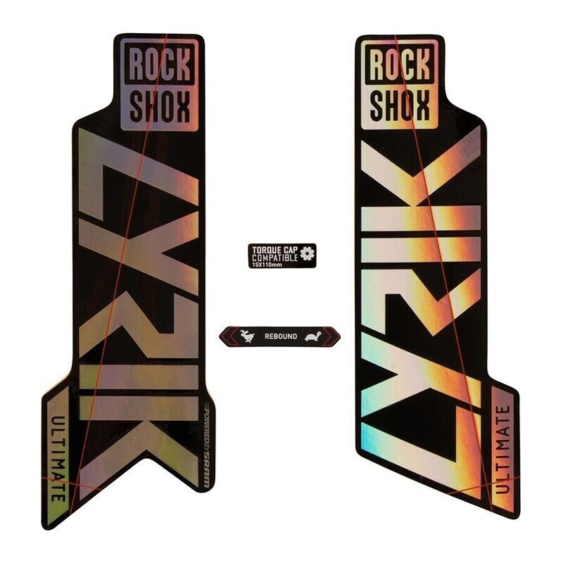 RockShox, Lyrik Ultimate Decal Kit, Gloss Rainbow for Gloss Black Lowers