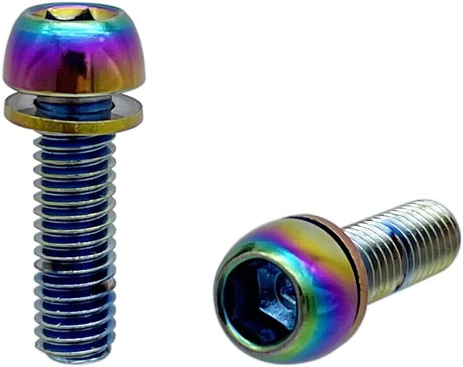 Omega Titanium Rainbow Alloy M5 x 18mm Bolts Screw 2-pcs