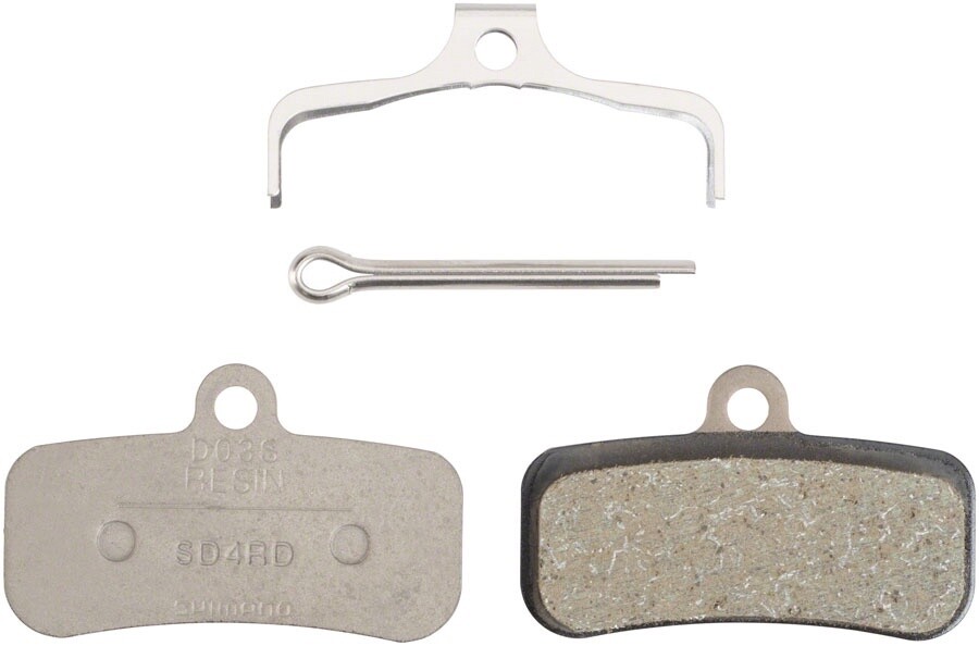 Shimano D03S Disc Brake Pads and Spring - Resin, For use with BR-MT420, Deore XT BR-M8020/BR-M8120