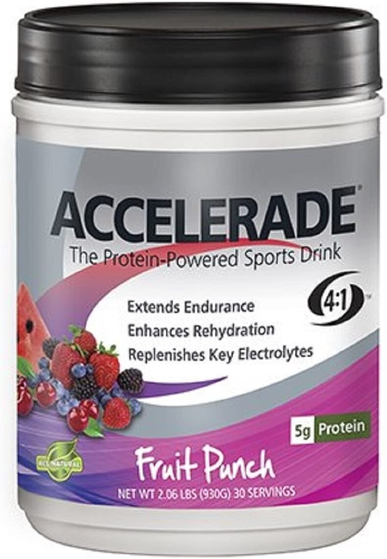 PacificHealth Accelerade, All Natural Sport Hydration Drink Mix with Protein, Carbs, and Electrolytes for Superior Energy Replenishment - Net Wt. 2.06 lb, 30 Serving (Fruit Punch)