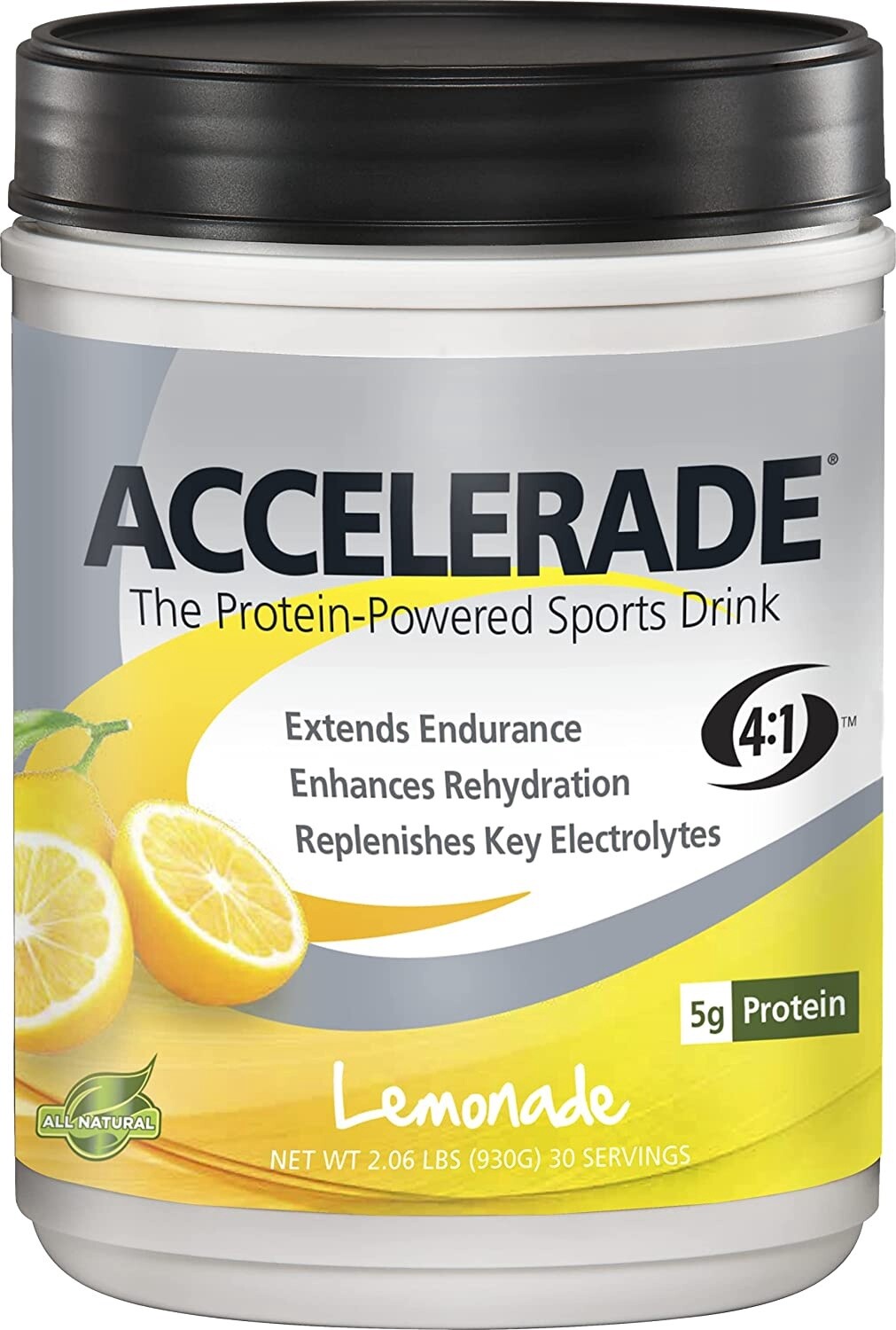 Accelerade, All Natural Sport Hydration Drink Mix with Protein, Carbs, and Electrolytes for Superior Energy Replenishment - Net Wt. 2.06 lb, 30 Serving (Lemonade)