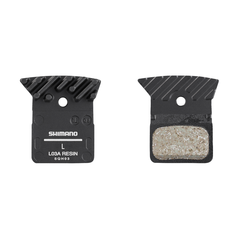 Shimano L05A-RF Disc Brake Pad and Spring - Resin Compound, Finned Alloy Back Plate, One Pair