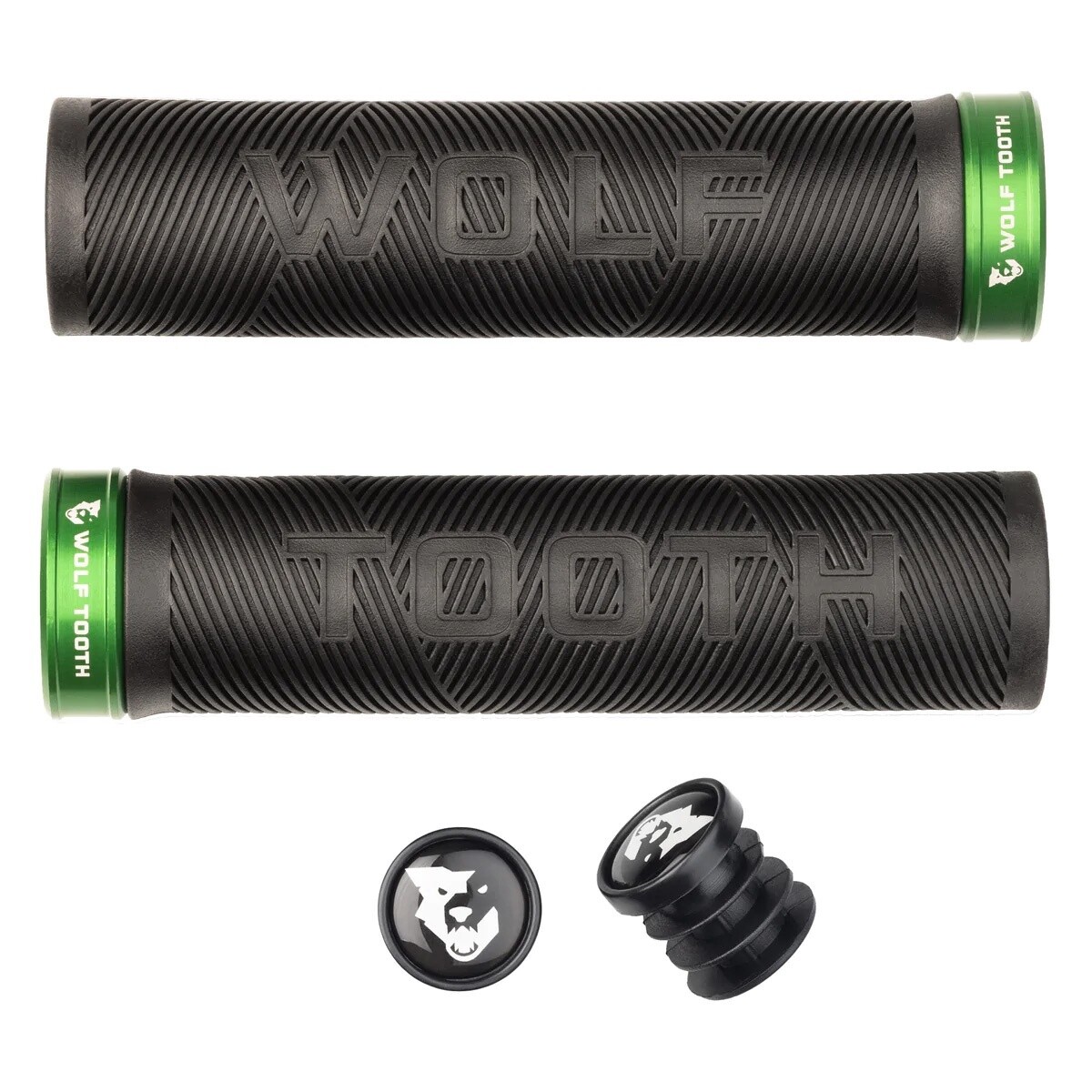 Wolf Tooth Components Echo Lock-On Grip Set - Blk/Green