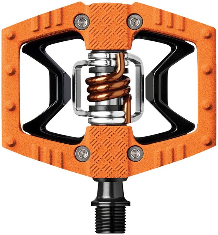 Crank Brothers Double Shot 2 Pedals - Single Side Clipless with Platform, Aluminum, 9/16", Orange
