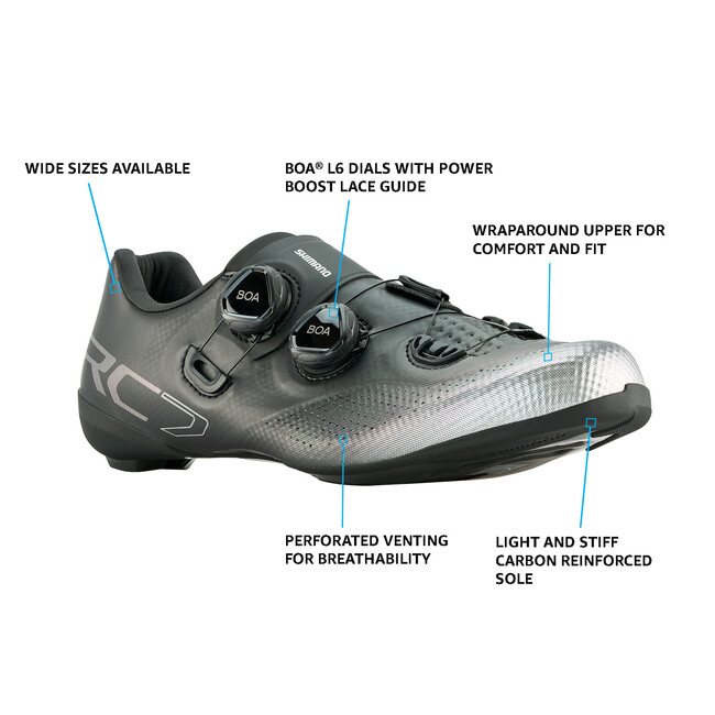 Shimano RC7 Carbon Road Bicycle Cycling Bike Shoes SH-RC702 Black 46 (US 11.2)