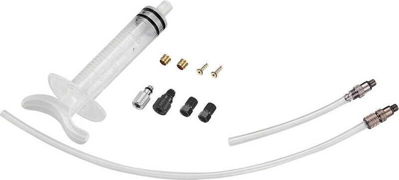 Tektro Basic Bleed Kit - Includes Syringe, Plastic Tubing, Hose Retainer, Compression Ferrules, Brass Inserts, and Inlet/Outlet Valve