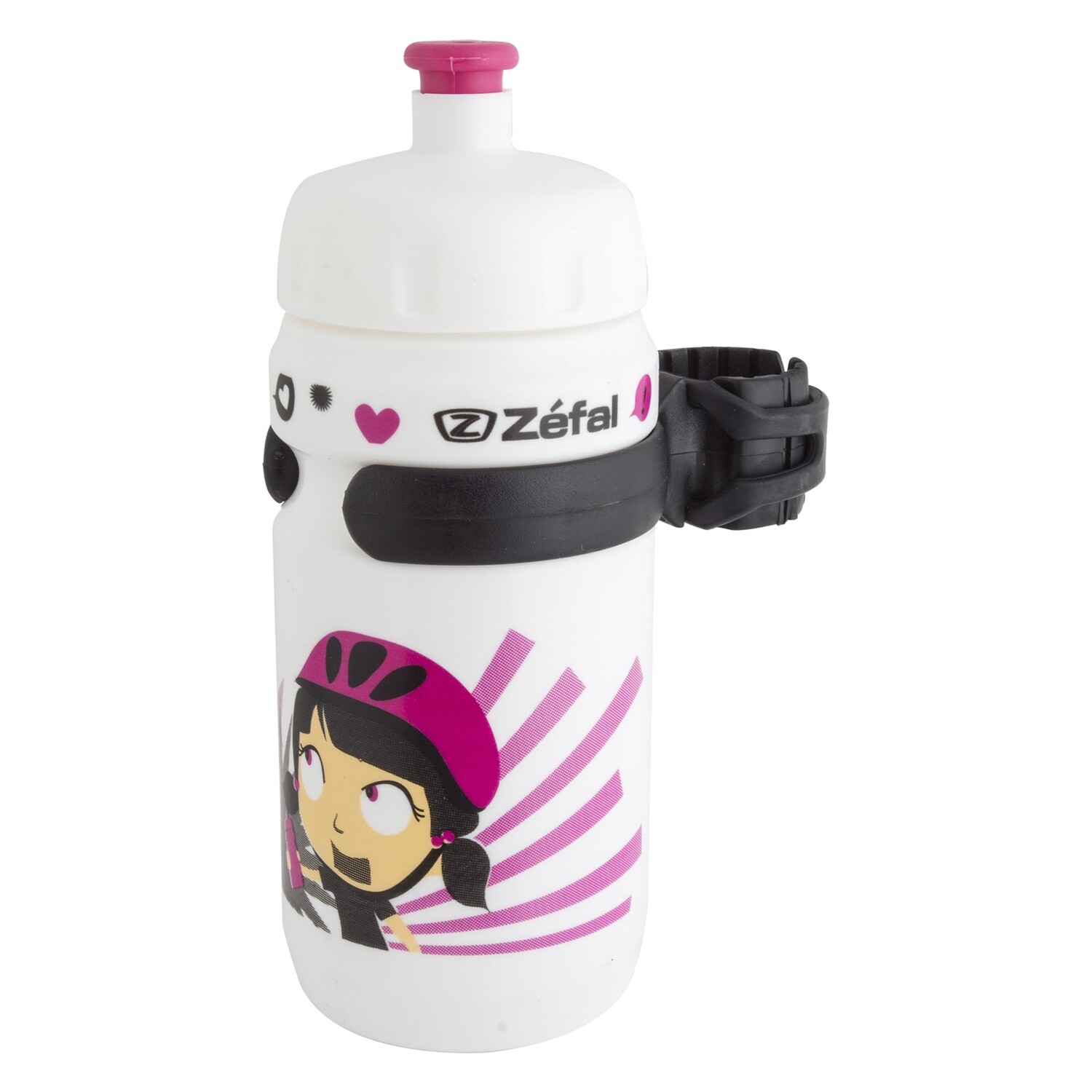 Zefal Little Z Girl&#39;s Water Bottle and Clip, 12oz, 162G Pink
