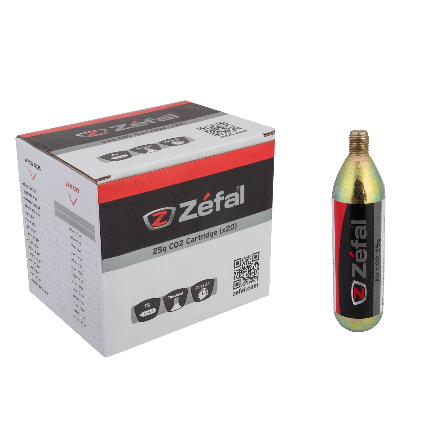 Zefal Threaded Co2 Gas Cartridges 25g for MTB