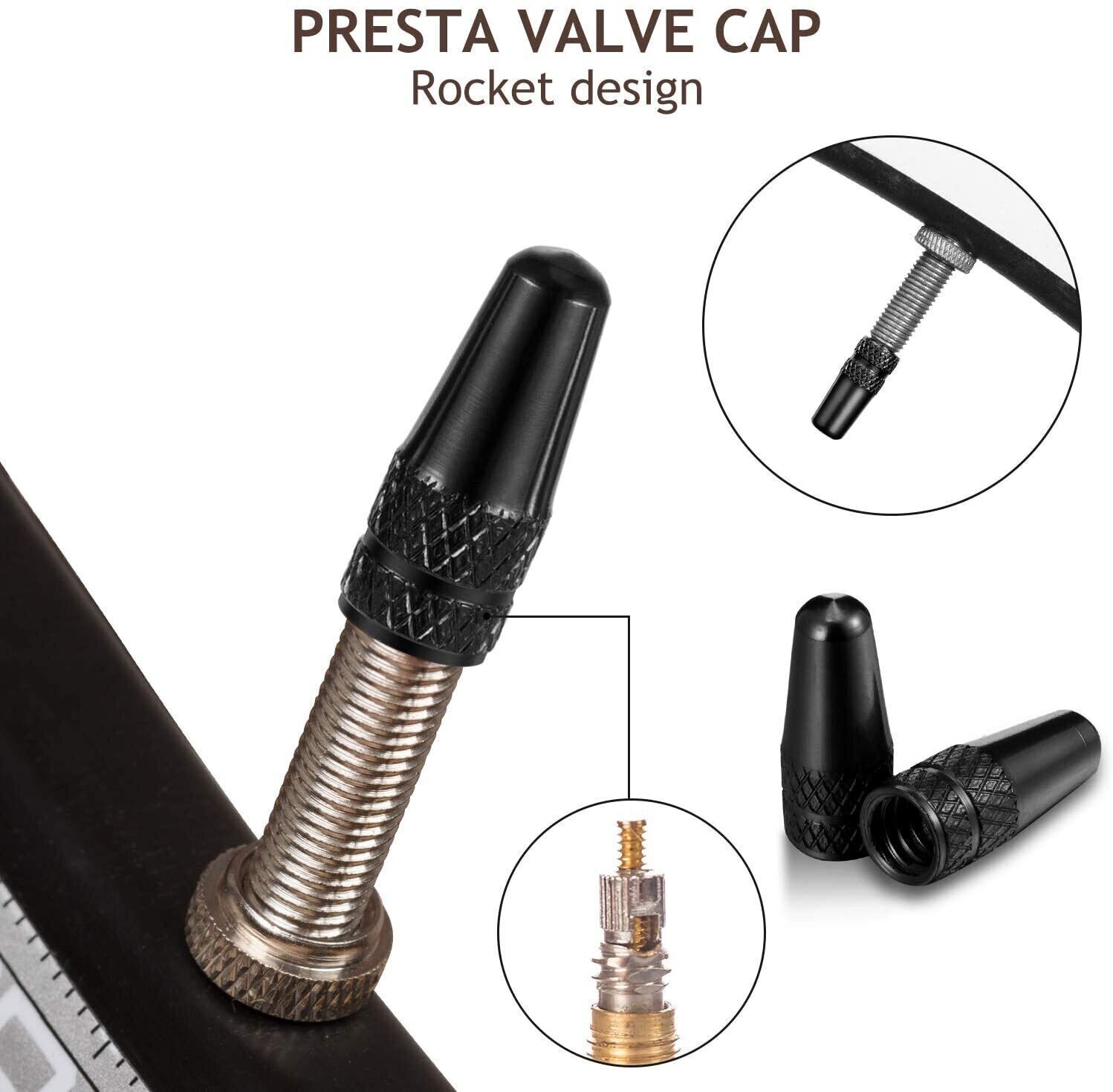 Omega Tubeless Valves Pair Bicycle, Silver/Black, 44mm
