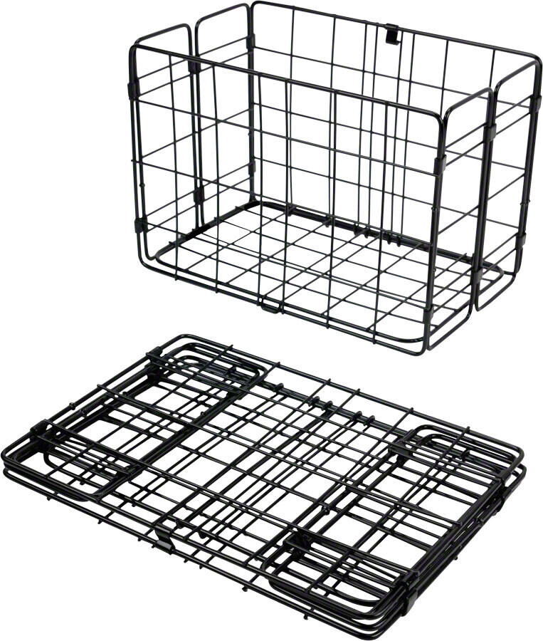 Wald 582 Folding Pannier Basket for Rear Rack: Gloss Black