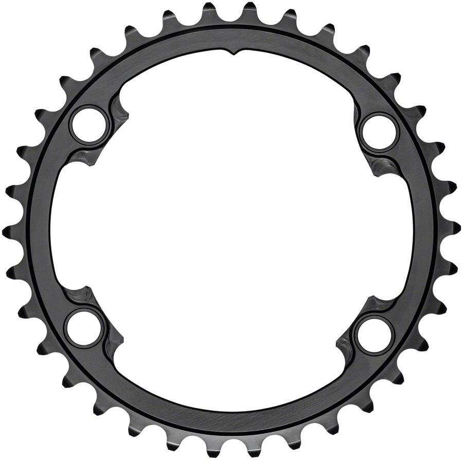 absoluteBLACK Premium Round 110 BCD Road Inner Chainring for Shimano Dura-Ace 9100 - 34t, 110 Shimano Asymmetric BCD, 4-Bolt, Black