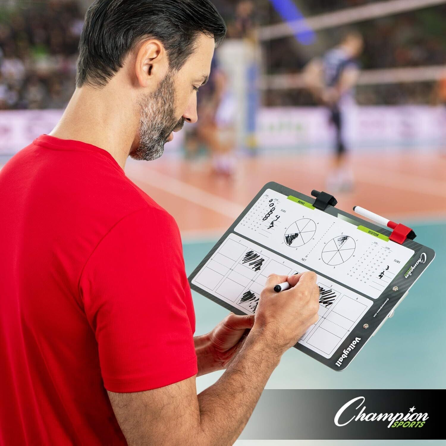 Champion Sports Basketball Dry Erase Board For Coaching - Whiteboards for Strategizing, Techniques, Plays - 2-Sided Boards with Front Side Full