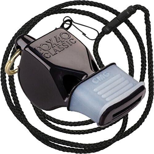 Fox 40 Classic Cushion Mouth Group Sports and Safety Loud Referee Coach Whistle with Lanyard, Black