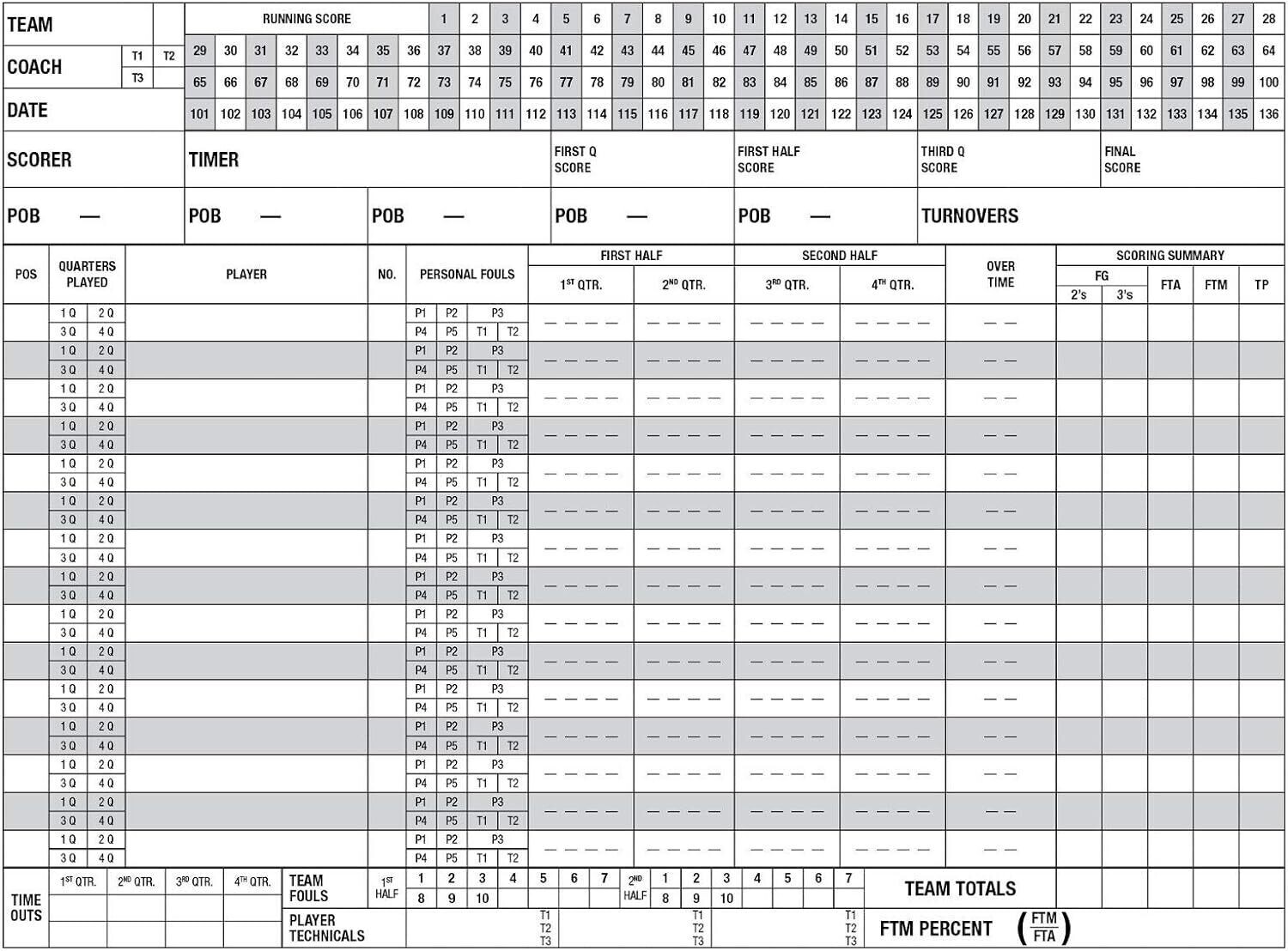 Champion Sports unisex BB1 coach and referee scorebooks, White, 30 GAMES US