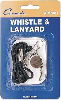 Champion Sports Metal Whistle &amp; Lanyard BP401