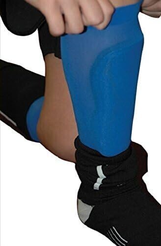 Cross Bones Sports Shin Guard Sleeves for Soccer 1-Pair Pack Blue