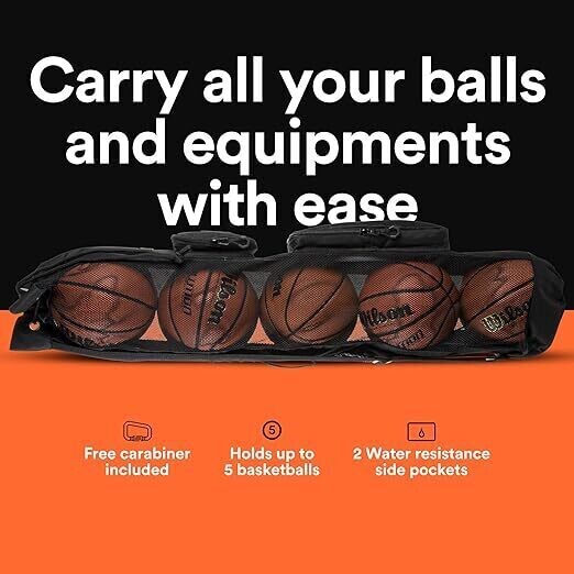 Heavy Duty XL Mesh Equipment Ball Bag w/Adjustable Shoulder Strap