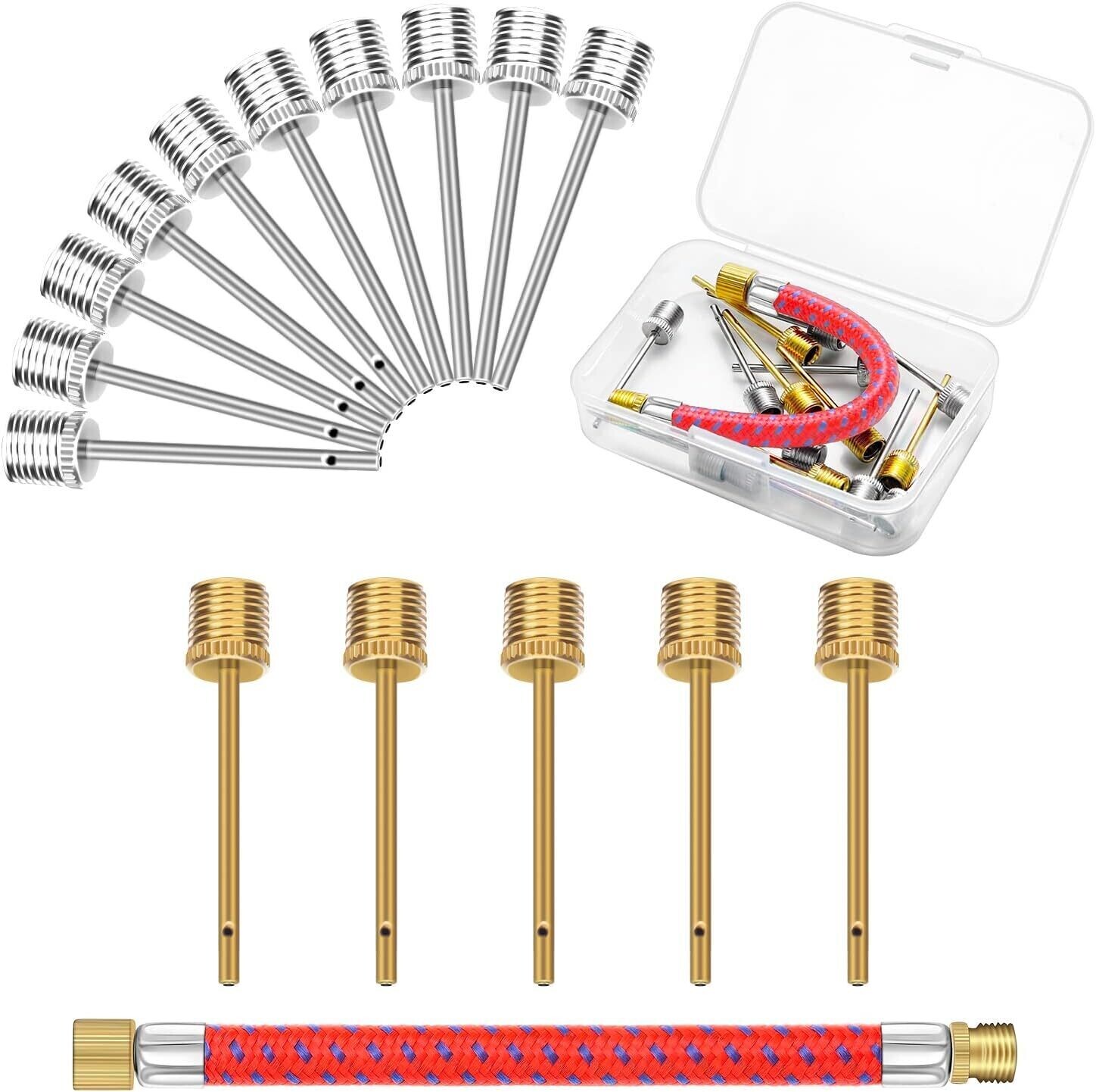 Omega 16pcs Air Needle, Hose for all Sports Balls