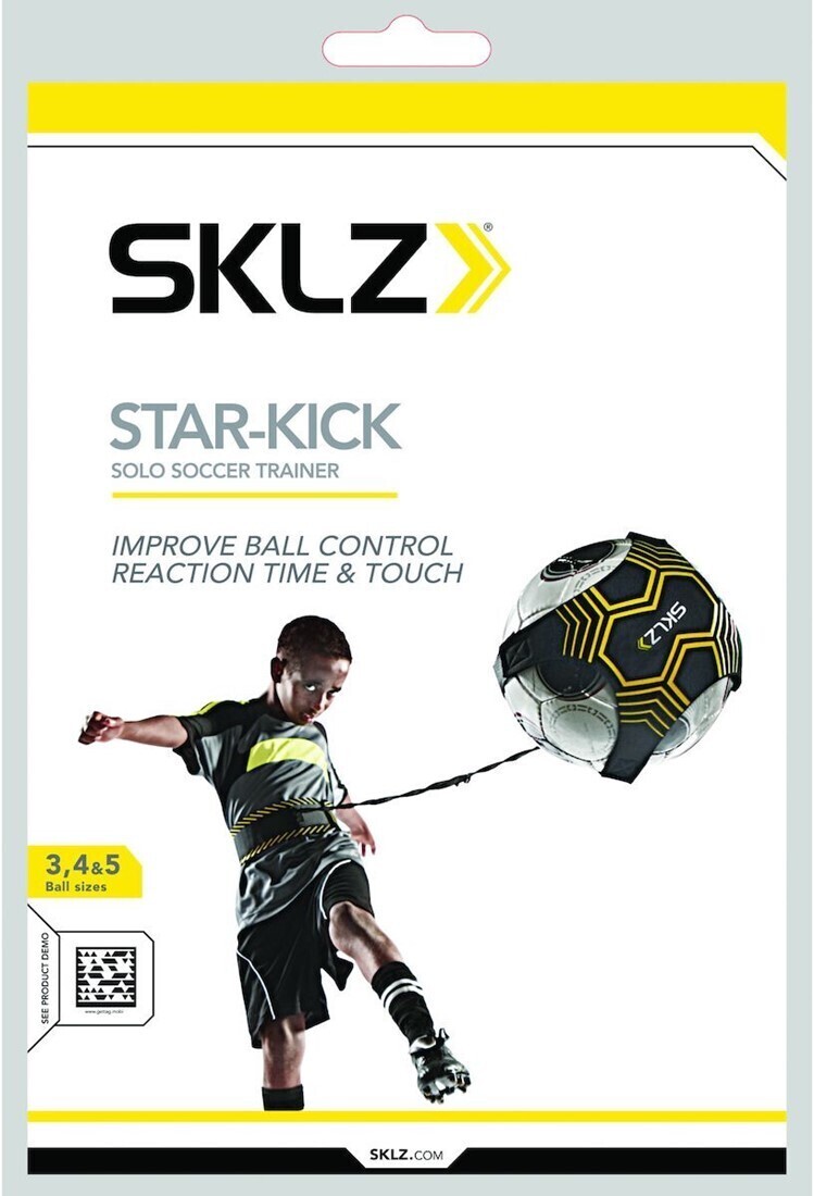 SKLZ Star-Kick Hands-Free Adjustable Solo Soccer Trainer - Fits Ball Sizes 3, 4, and 5 Black/Yellow